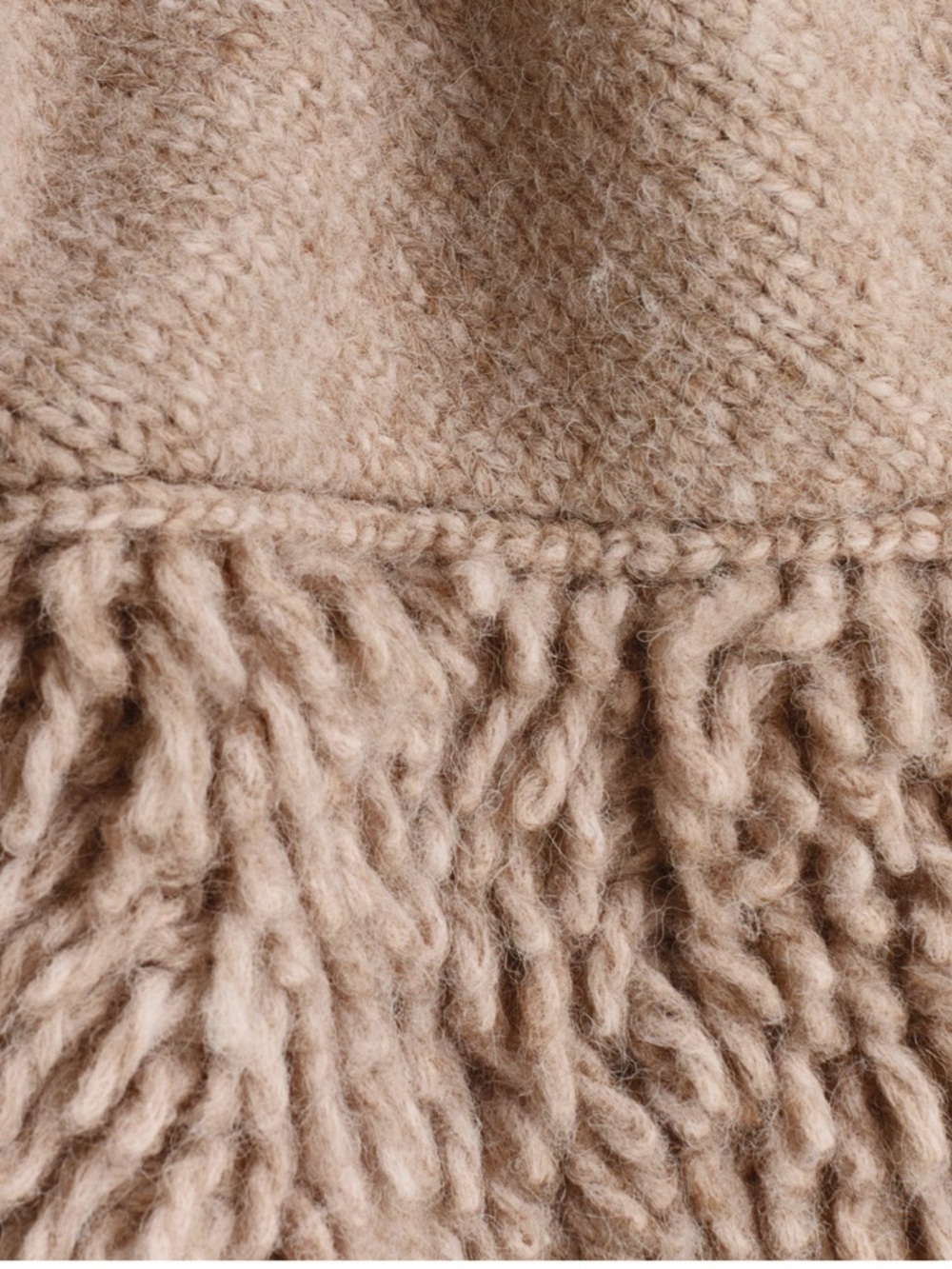 H&M NWT Beige Knit Cape with Fringe - Picture 2 of 3